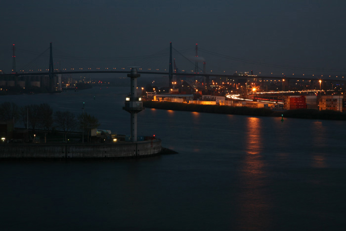 Hamburger Hafen bei Nacht, Hamburg Nacht, Köhlbrand, Köhlbrandbr&uu, Hamburg bei Nacht