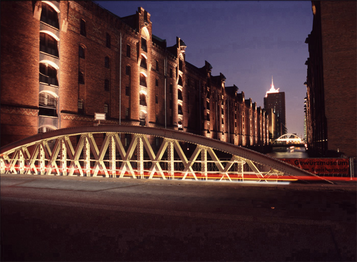 Hamburg bei Nacht, Speicherstadt, Brooksfleet, Auf dem Sande, Hamburg bei Nacht