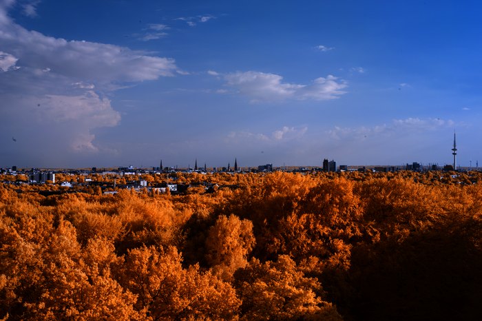 Infrarot-Fotografie 600 nm (Rotfilter), Blick vom Planetarium (2), Infrarot-Fotografie